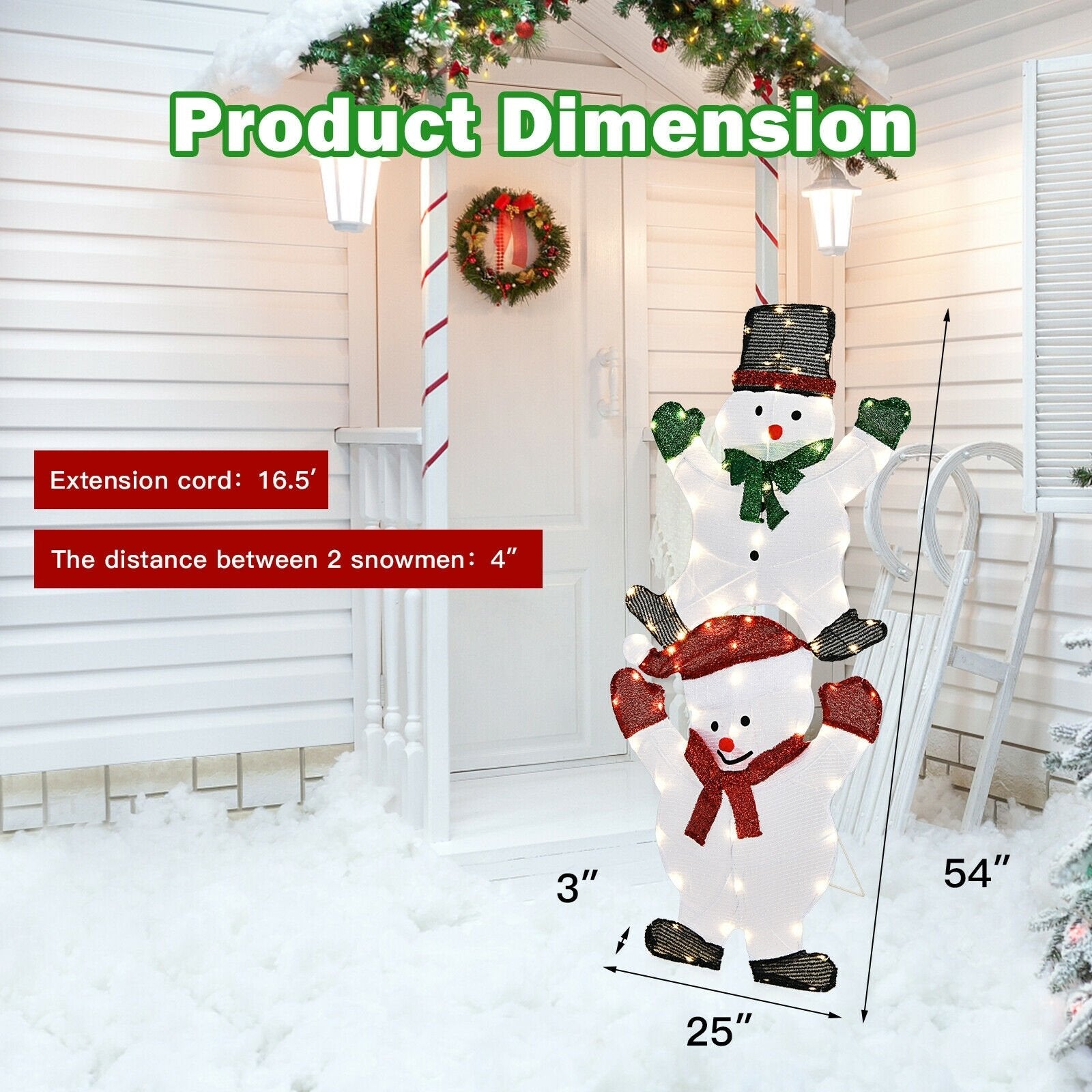 54 Inch Snowman Xmas Decorations with UL Certified Plug, White - Gallery Canada