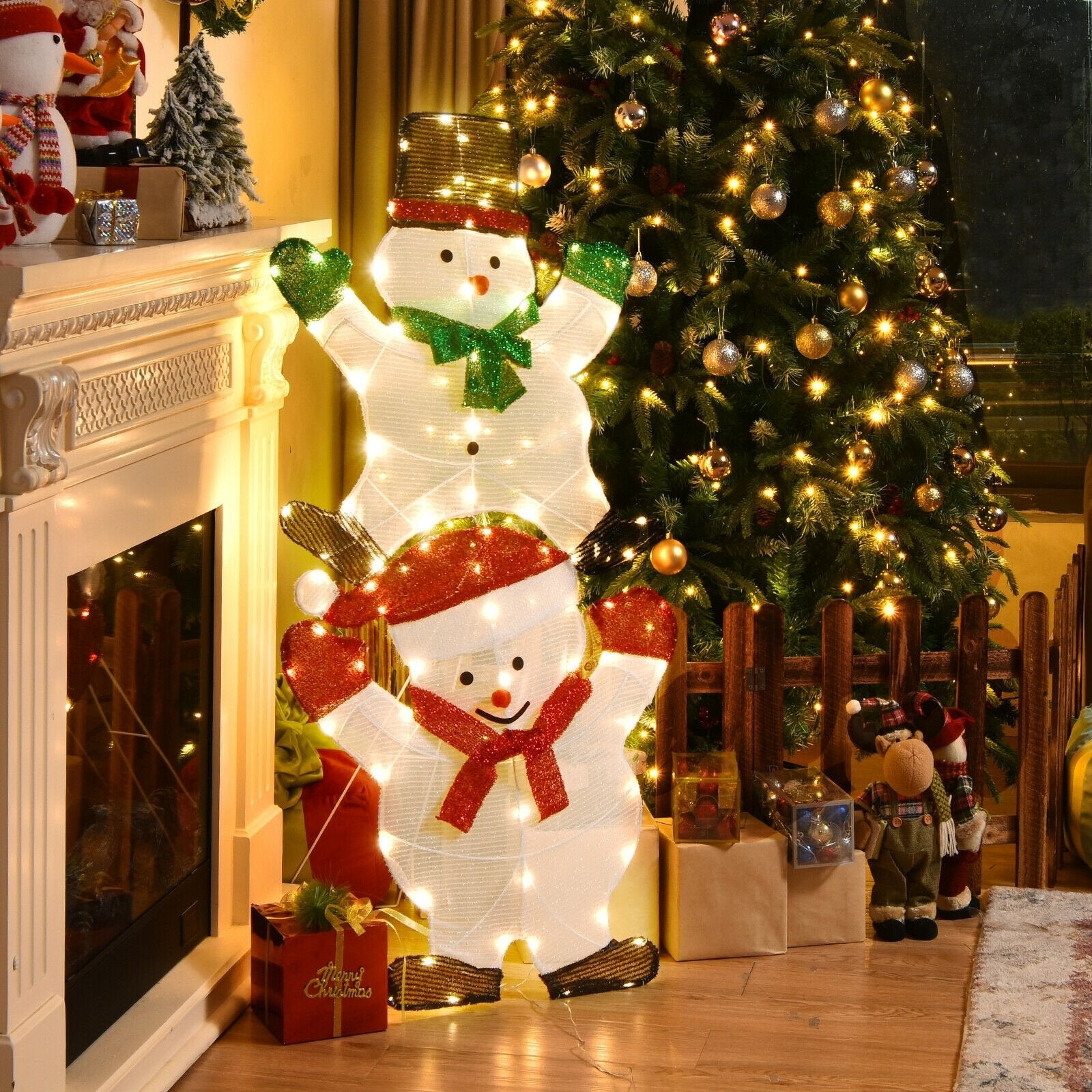 54 Inch Snowman Xmas Decorations with UL Certified Plug, White Christmas Decor & Accessories   at Gallery Canada