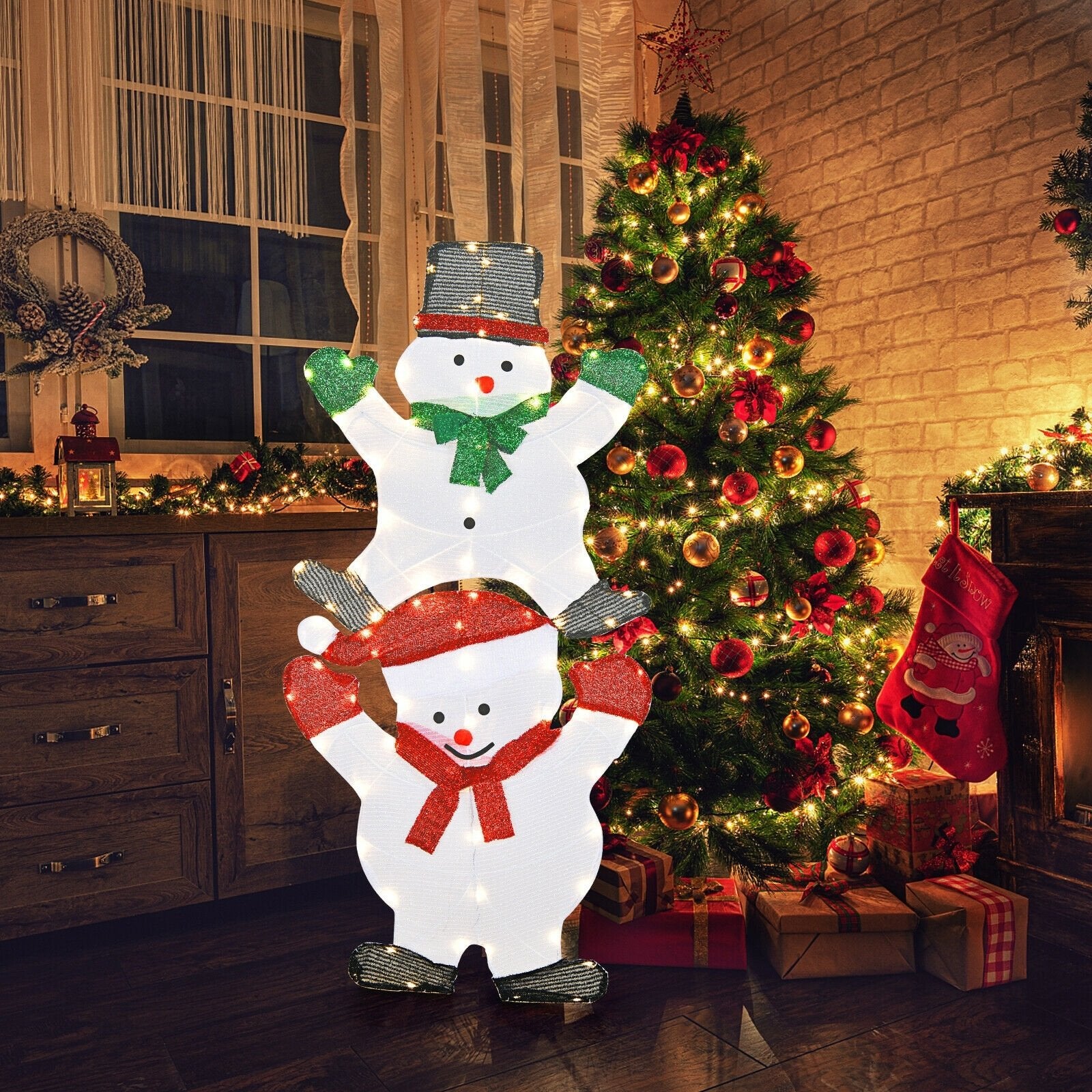 54 Inch Snowman Xmas Decorations with UL Certified Plug, White Christmas Decor & Accessories   at Gallery Canada