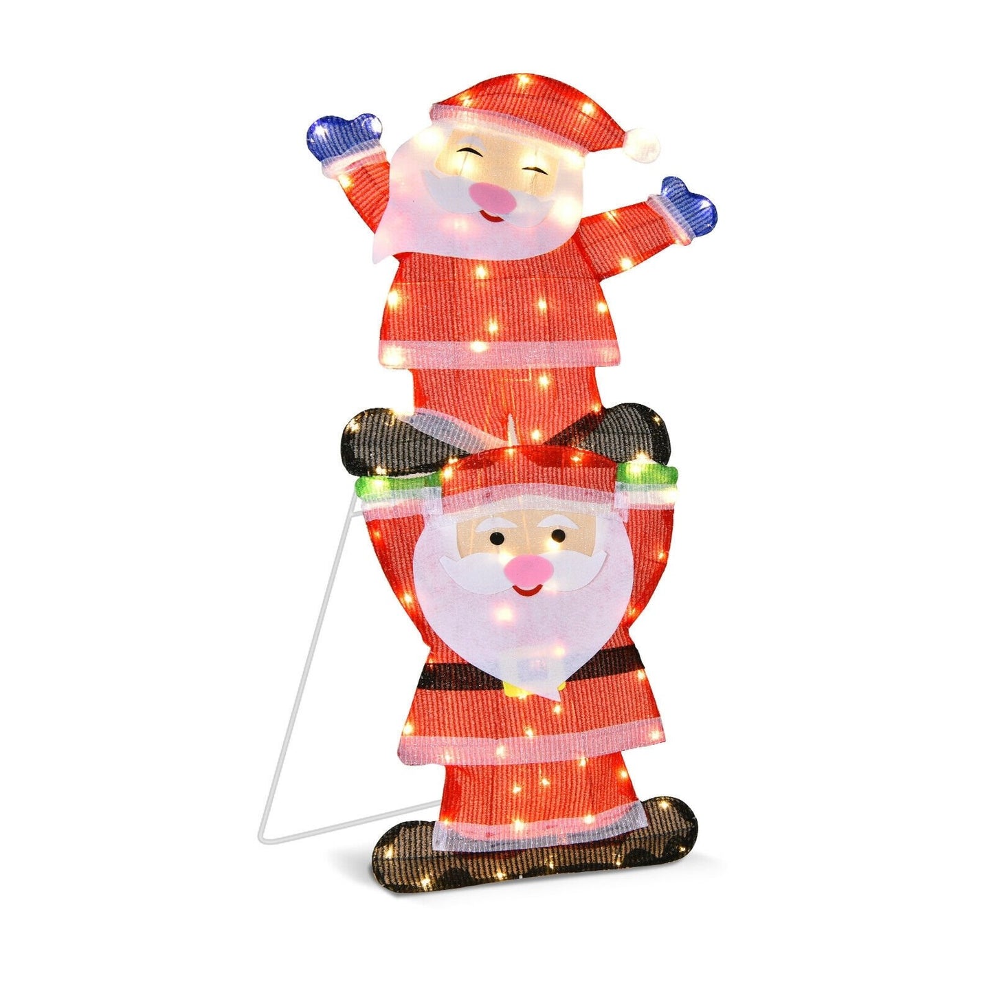 LED Double Santa Yard Christmas Decoration with String Lights and Stakes, Red Christmas Decor & Accessories   at Gallery Canada