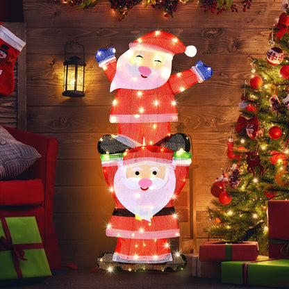 LED Double Santa Yard Christmas Decoration with String Lights and Stakes, Red Christmas Decor & Accessories   at Gallery Canada