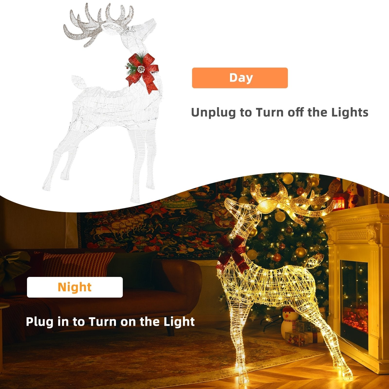 Lighted Standing Reindeer with Stakes for Christmas Decoration, White Christmas Decor & Accessories   at Gallery Canada