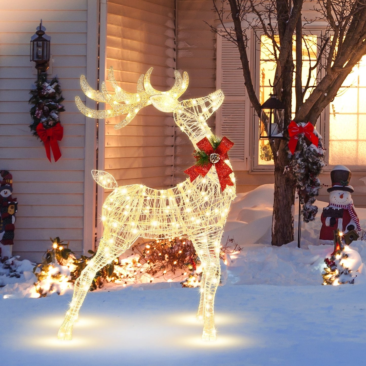 Lighted Standing Reindeer with Stakes for Christmas Decoration, White Christmas Decor & Accessories   at Gallery Canada