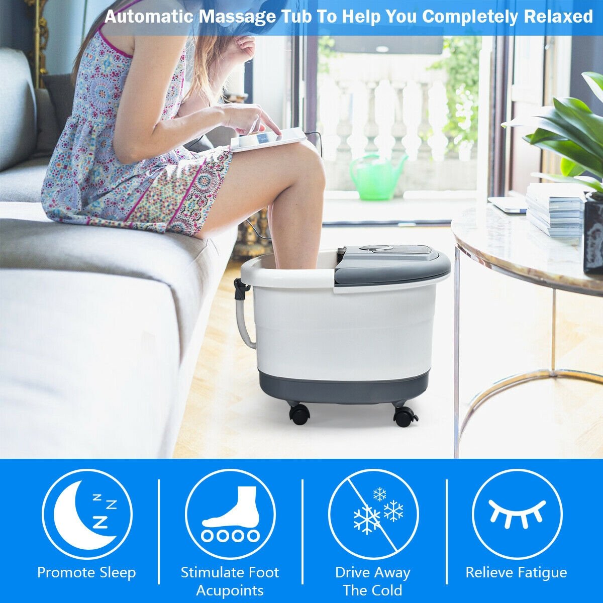 Portable Electric Foot Spa Bath Shiatsu Roller Motorized Massager, Gray Foot Massager   at Gallery Canada