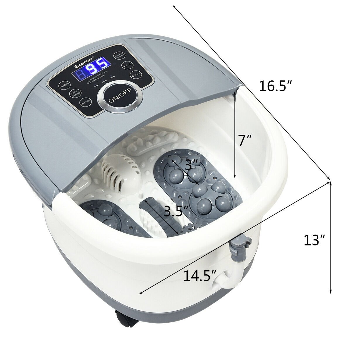 Portable Electric Foot Spa Bath Shiatsu Roller Motorized Massager, Gray Foot Massager   at Gallery Canada