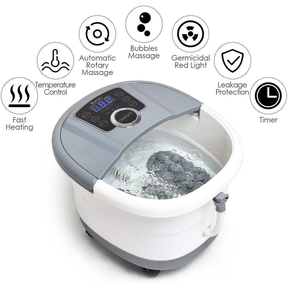 Portable Electric Foot Spa Bath Shiatsu Roller Motorized Massager, Gray Foot Massager   at Gallery Canada