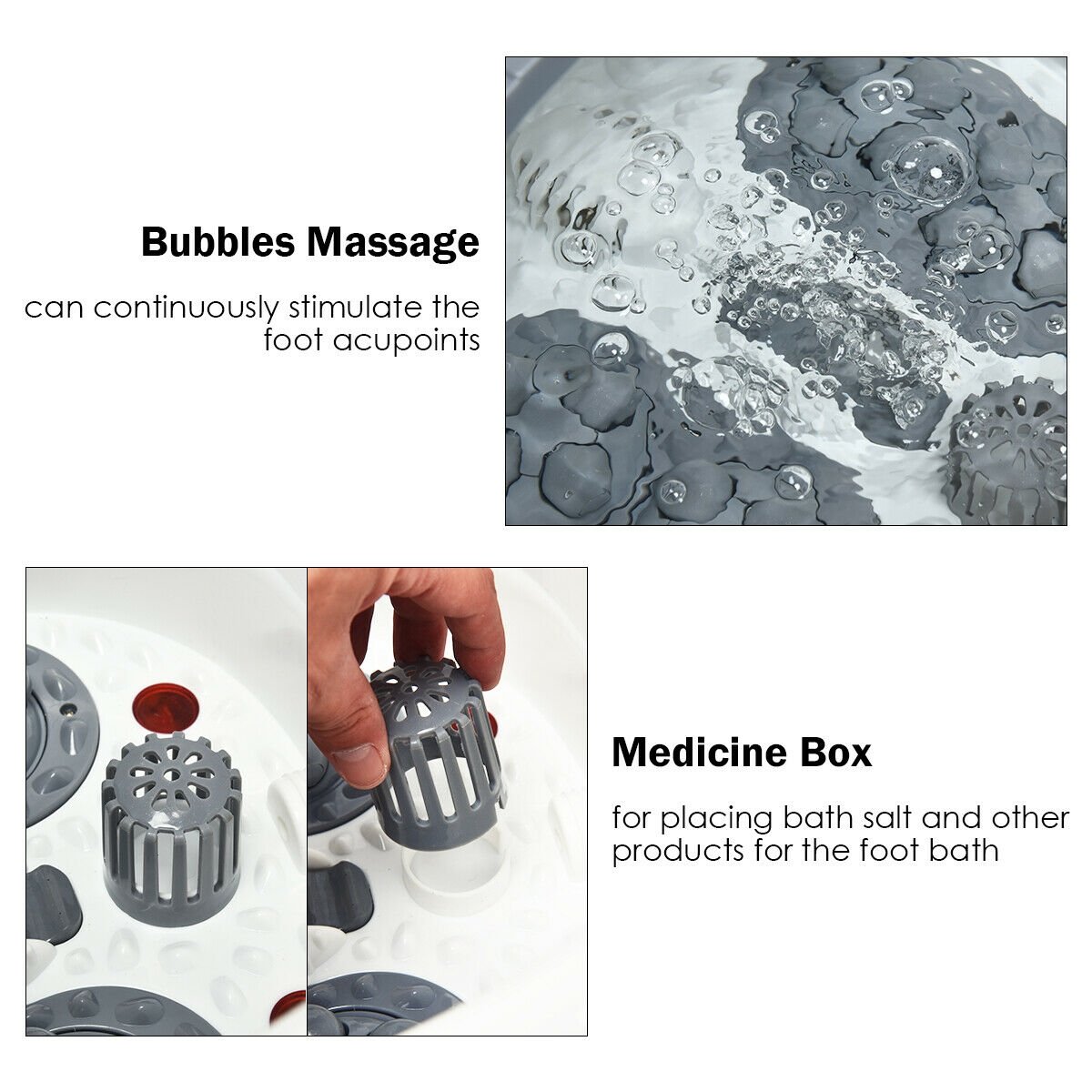 Portable Electric Foot Spa Bath Shiatsu Roller Motorized Massager, Gray Foot Massager   at Gallery Canada