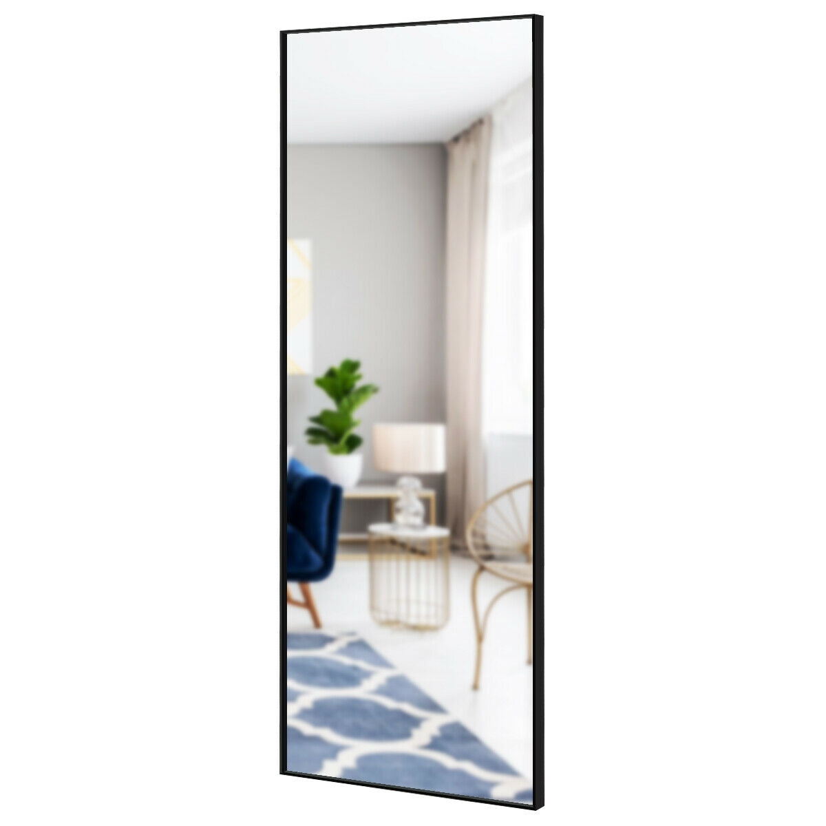 59 Inch Full Length Mirror Large Rectangle Bedroom Mirror, Black Wall Mirrors Black at Gallery Canada