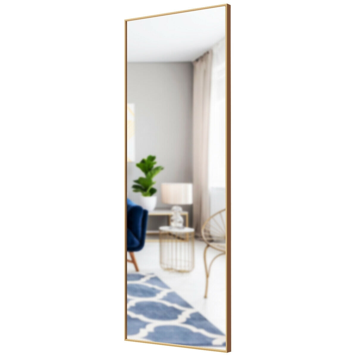 59 Inch Full Length Mirror Large Rectangle Bedroom Mirror, Golden Wall Mirrors Golden at Gallery Canada