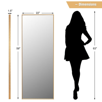 59 Inch Full Length Mirror Large Rectangle Bedroom Mirror, Golden Wall Mirrors at Gallery Canada