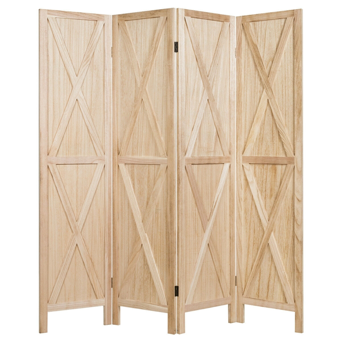 5.6 Ft 4 Panels Folding Wooden Room Divider, Natural Room Dividers Natural  at Gallery Canada