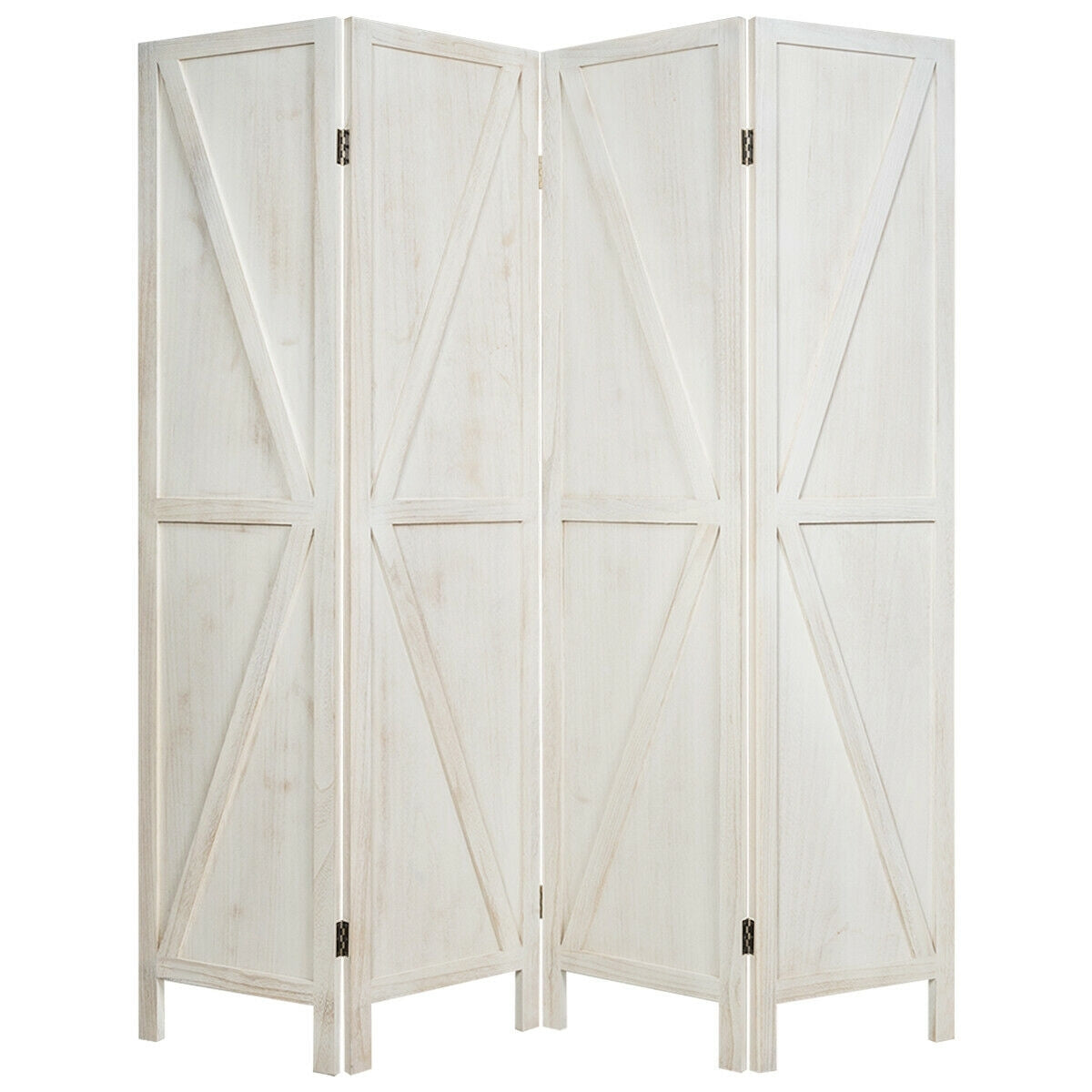 4 Panels Folding Wooden Room Divider, White Room Dividers White  at Gallery Canada