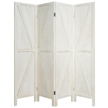 4 Panels Folding Wooden Room Divider, White Room Dividers   at Gallery Canada