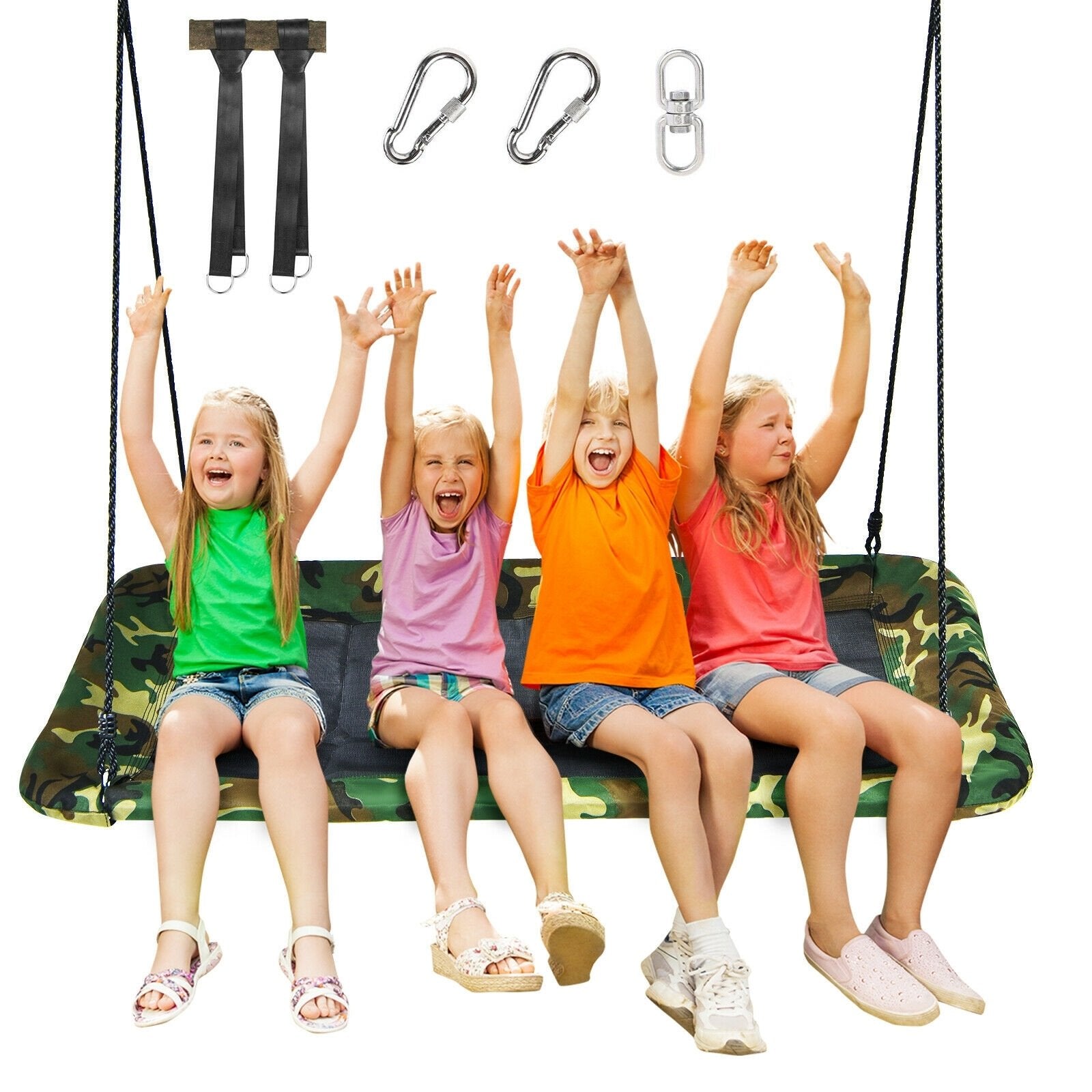 60 Inches Platform Tree Swing Outdoor with  2 Hanging Straps, Camouflage Swing & Playsets   at Gallery Canada