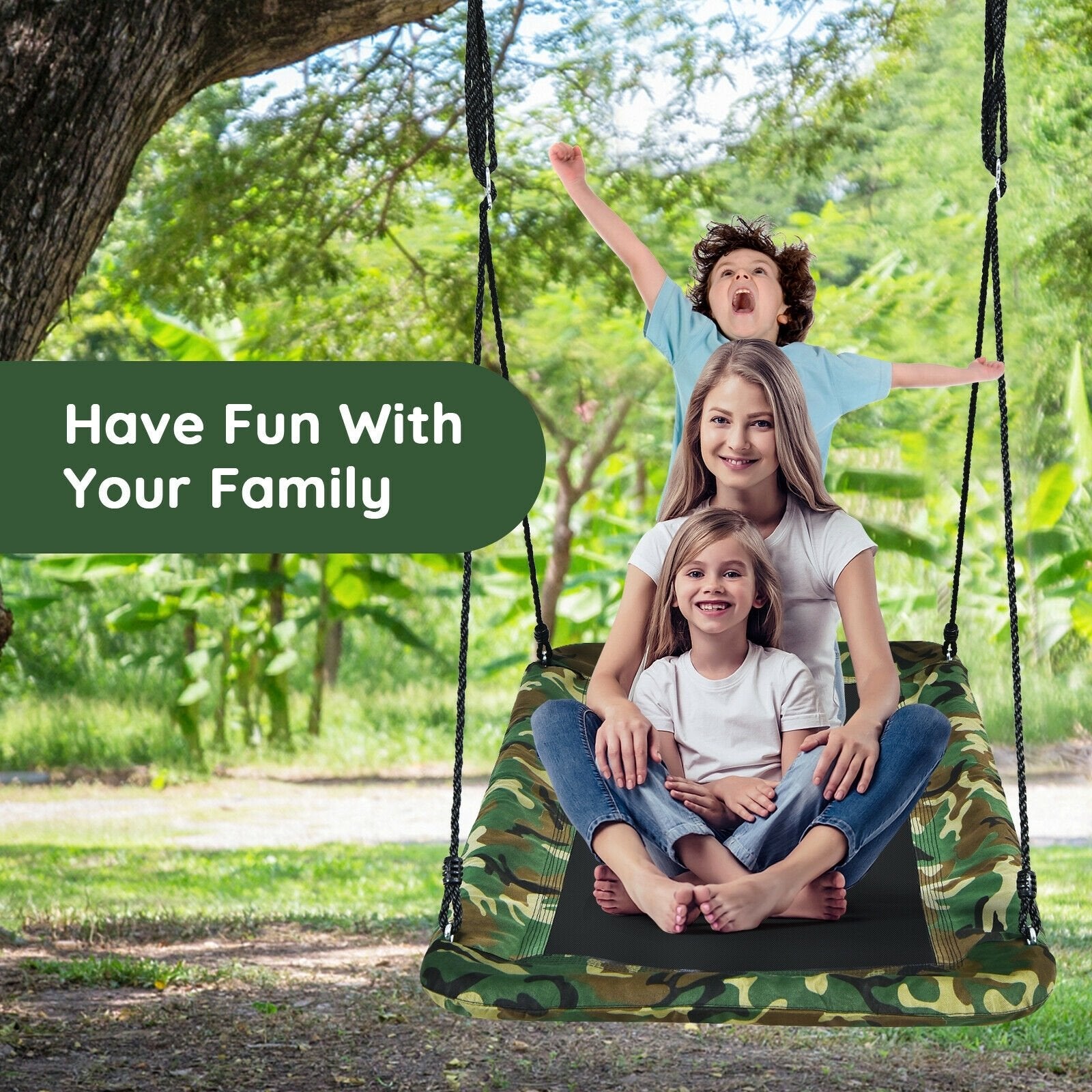 60 Inches Platform Tree Swing Outdoor with  2 Hanging Straps, Camouflage Swing & Playsets   at Gallery Canada