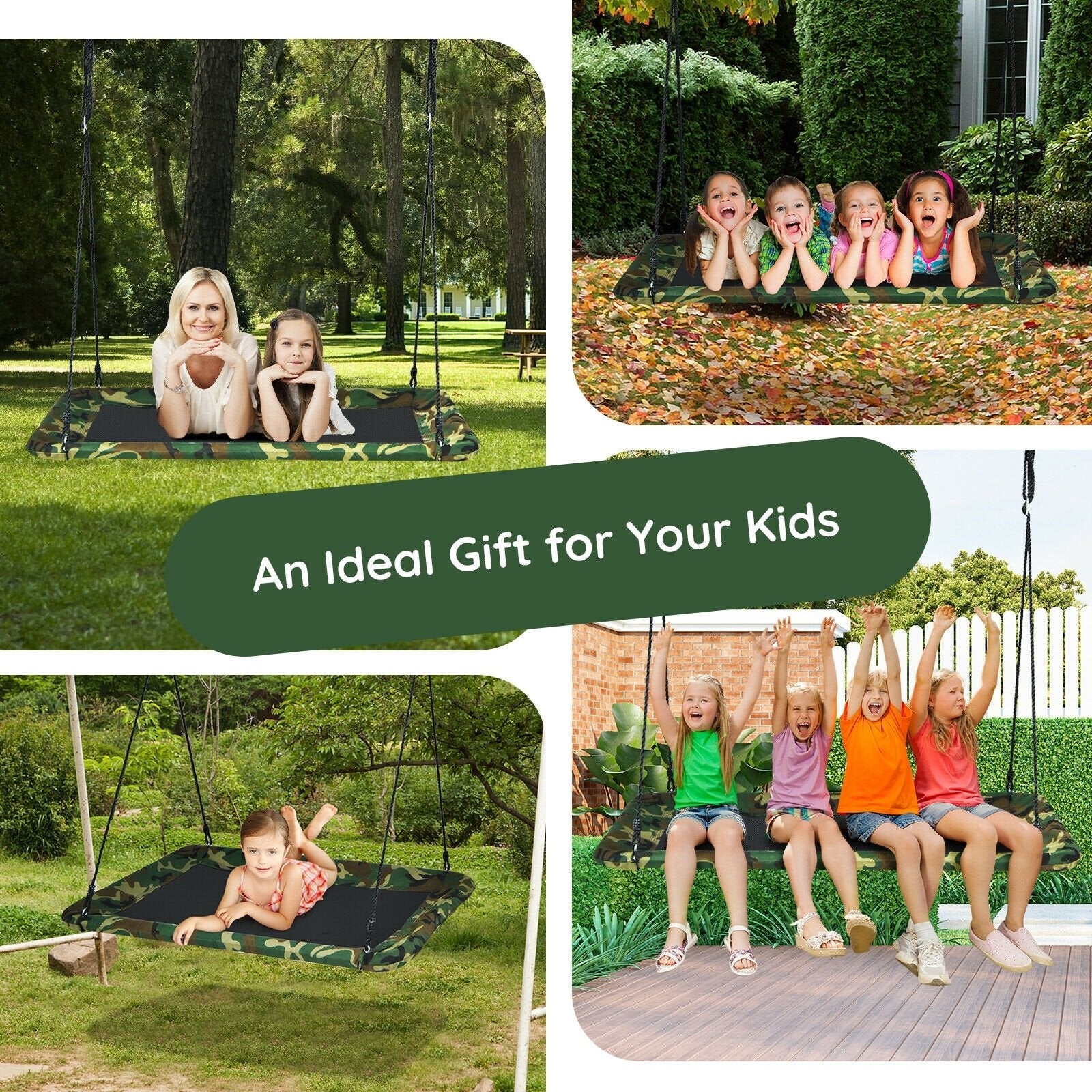 60 Inches Platform Tree Swing Outdoor with  2 Hanging Straps, Camouflage Swing & Playsets   at Gallery Canada