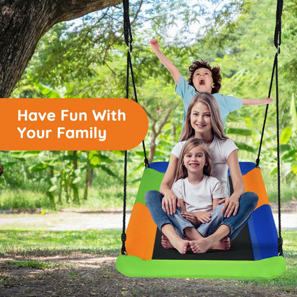 60 Inch Platform Tree Swing Outdoor with 2 Hanging Straps-Blue & Orange, Orange Swing & Playsets   at Gallery Canada