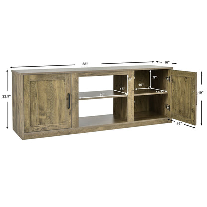 58 Inch TV Stand with 1500W Faux Fireplace for TVs up to 65 Inch, Natural - Gallery Canada