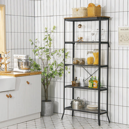 Industrial 5-Layer Bookshelf with Out-Stretched Legs, Rustic Brown - Gallery Canada