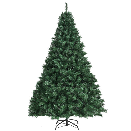 7 Feet PVC Hinged Artificial Christmas Tree 968 Tips Holiday Decor with Metal Stand, Green - Gallery Canada