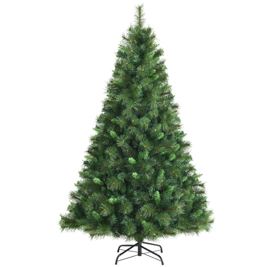 6 Feet Unlit Hinged PVC Artificial Christmas Tree with 649 Tips and Metal Stand, Green - Gallery Canada
