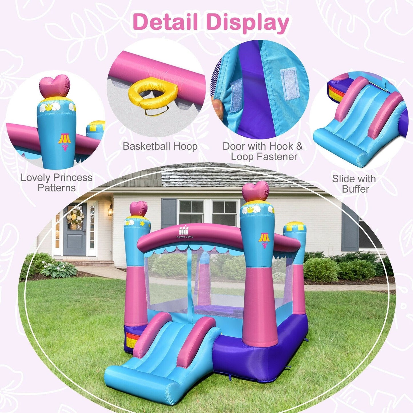 3-in-1 Princess Theme Inflatable Castle without Blower Bounce House   at Gallery Canada