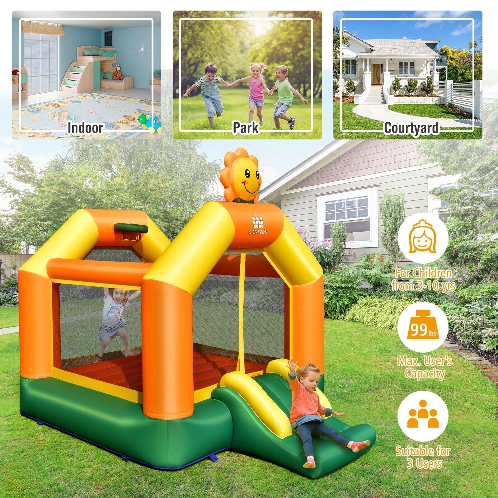 Kids Inflatable Bounce Jumping Castle House with Slide without Blower Bounce House   at Gallery Canada