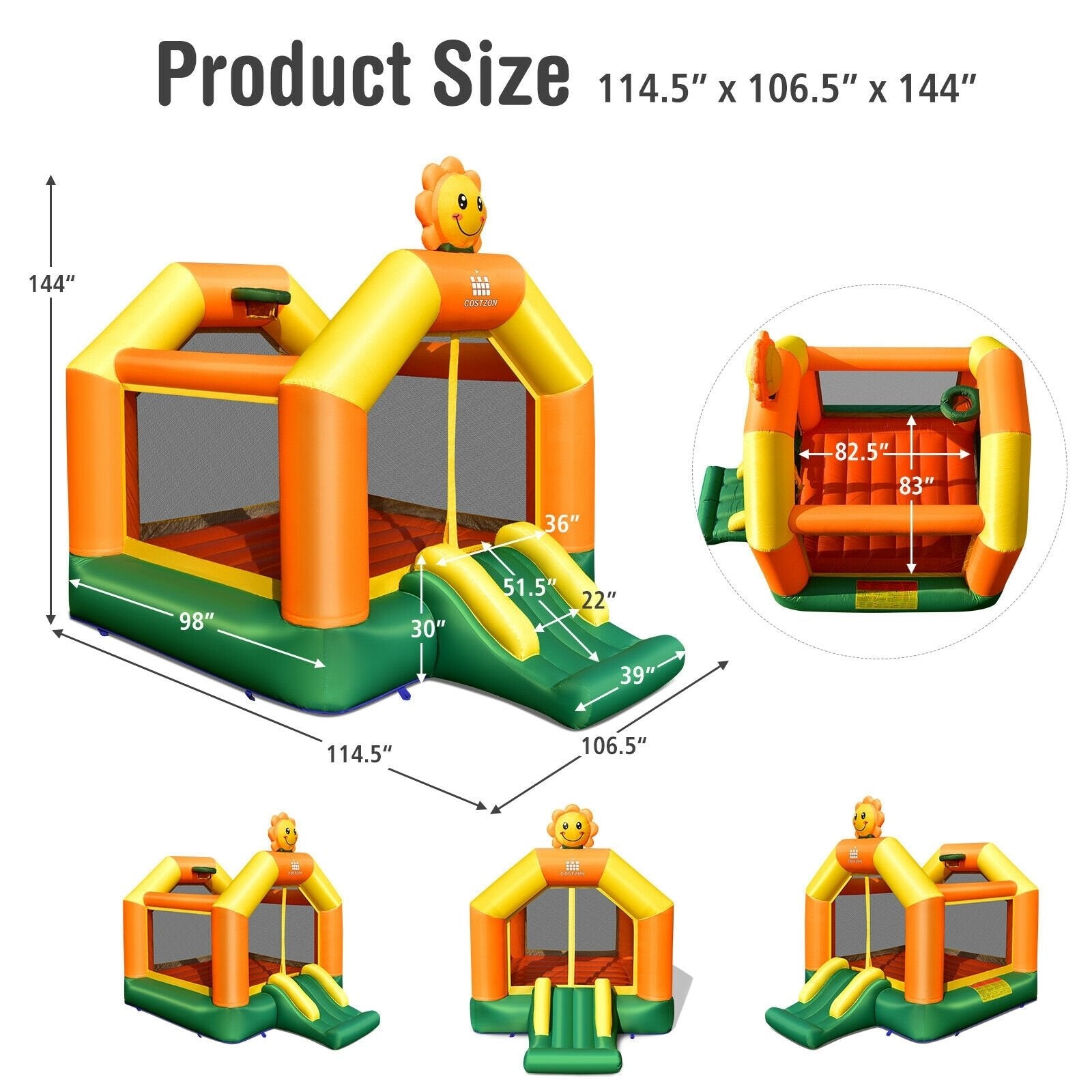 Kids Inflatable Bounce Jumping Castle House with Slide without Blower - Gallery Canada