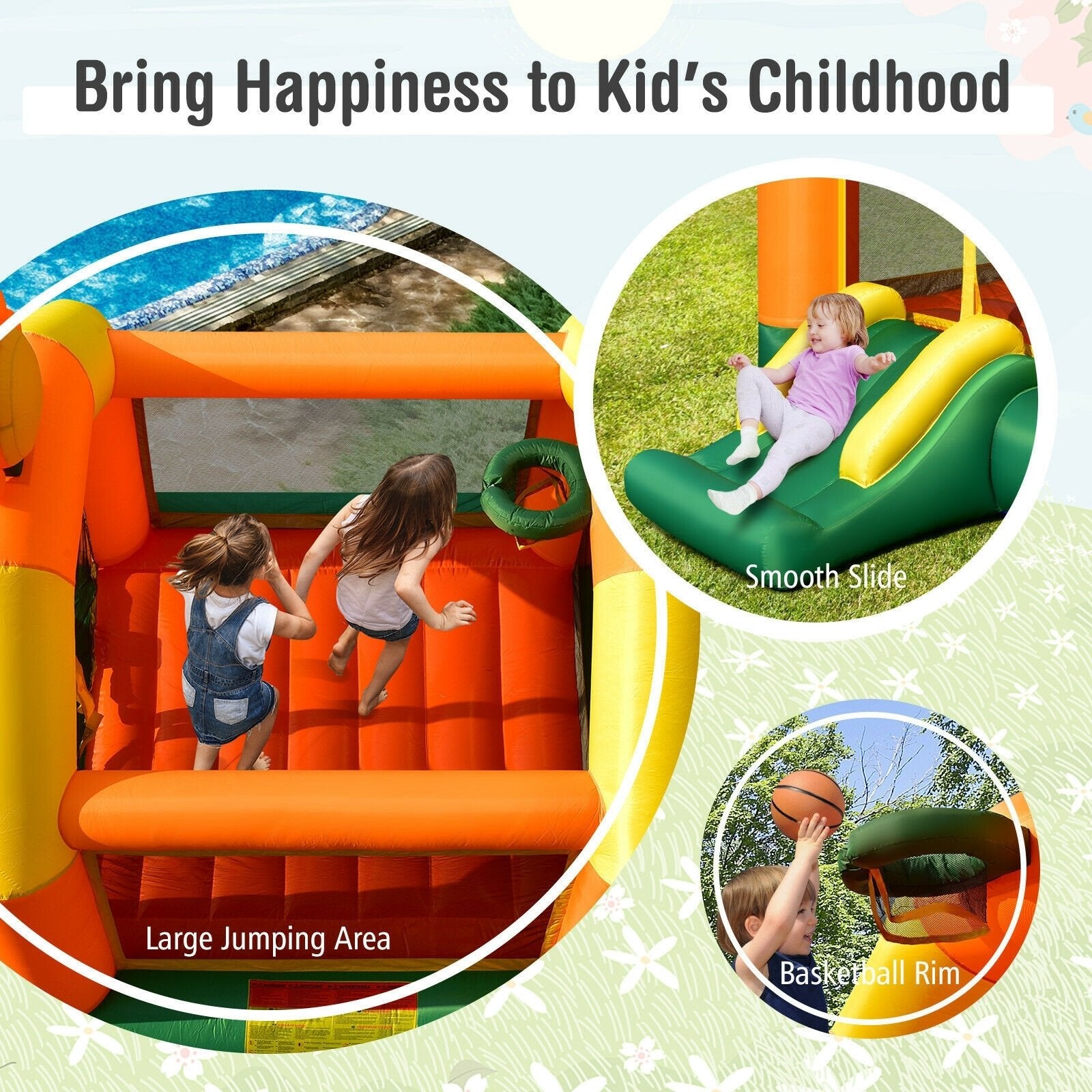 Kids Inflatable Bounce Jumping Castle House with Slide without Blower Bounce House   at Gallery Canada