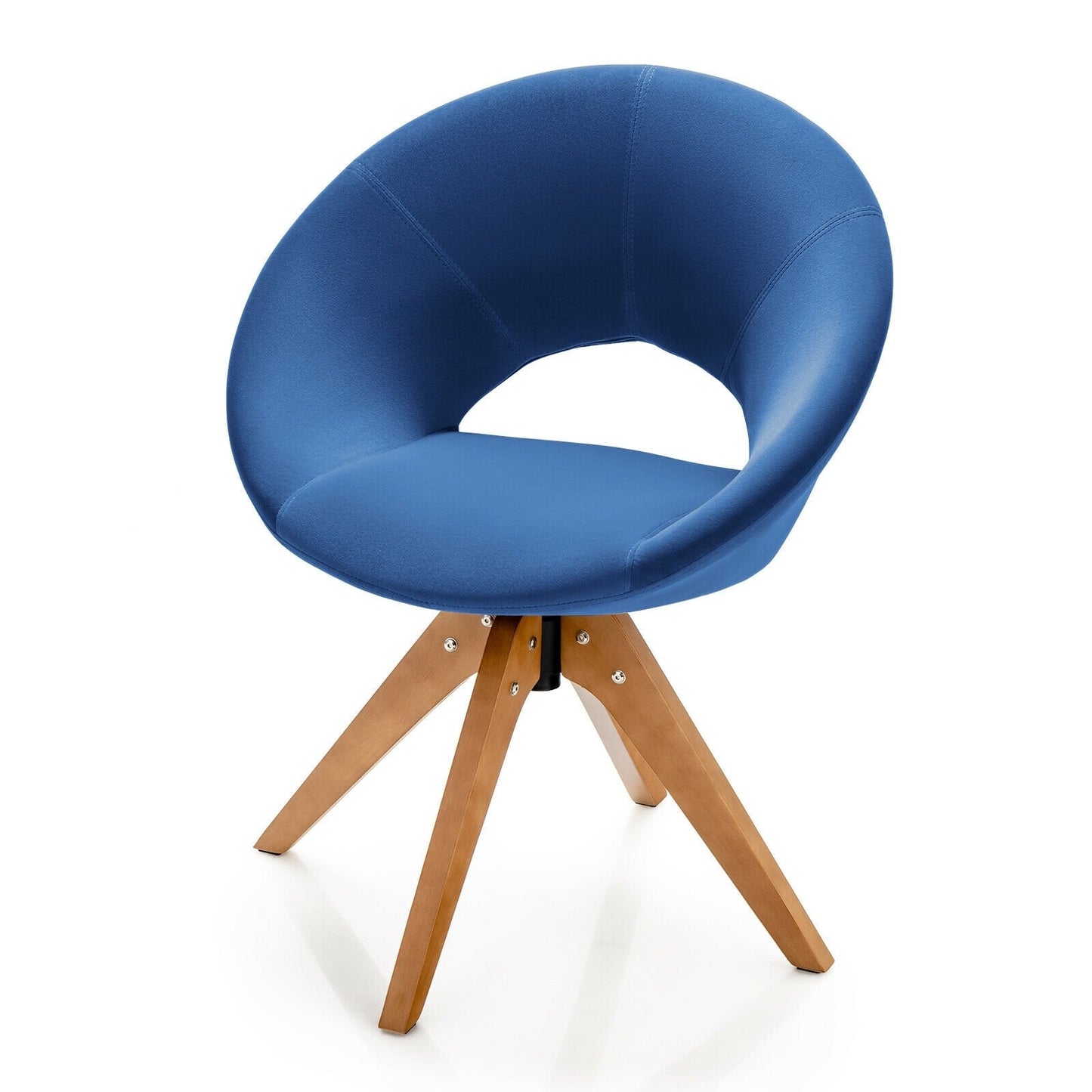 Swivel Accent Chair with Oversized Upholstered Seat for Home Office, Blue Accent Chairs   at Gallery Canada