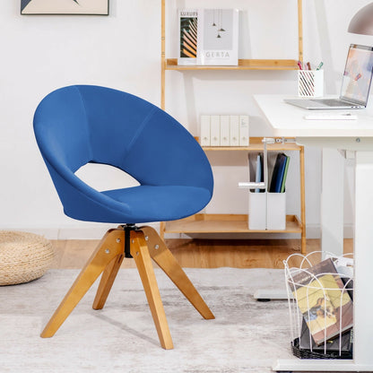 Swivel Accent Chair with Oversized Upholstered Seat for Home Office, Blue Accent Chairs   at Gallery Canada