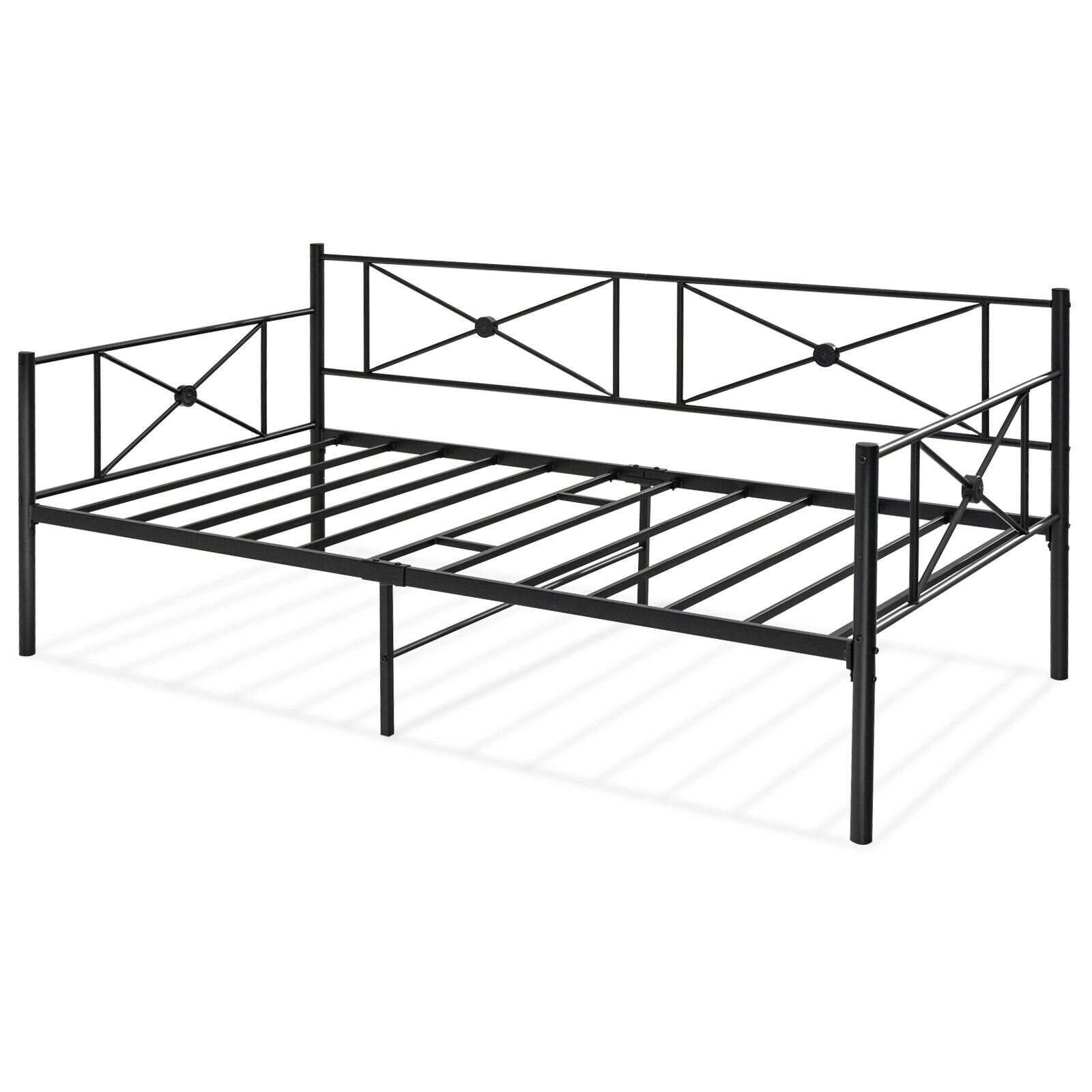 Metal Daybed Frame Twin Size with Slats, Black Trundle Bed Frame   at Gallery Canada