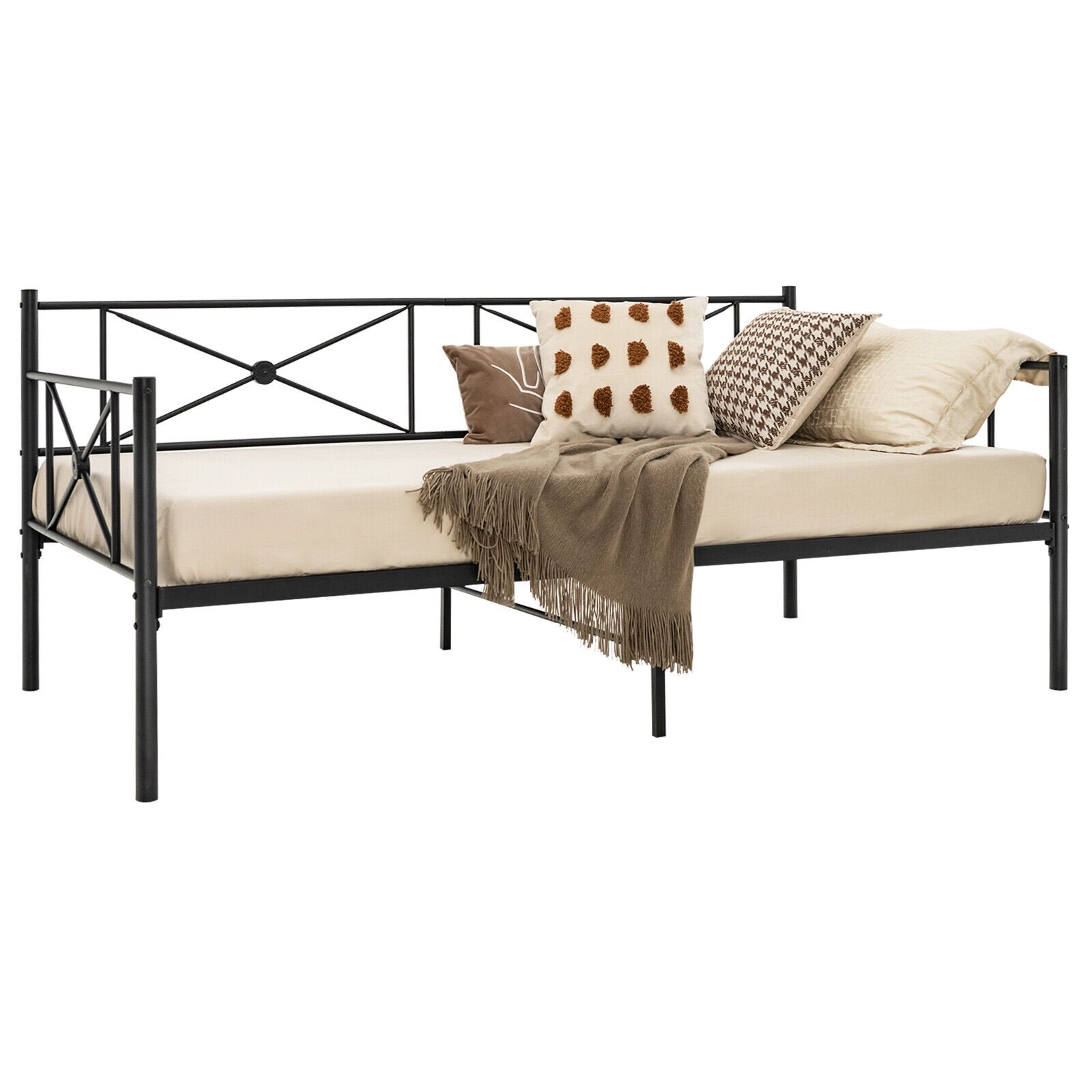 Metal Daybed Frame Twin Size with Slats, Black Trundle Bed Frame   at Gallery Canada