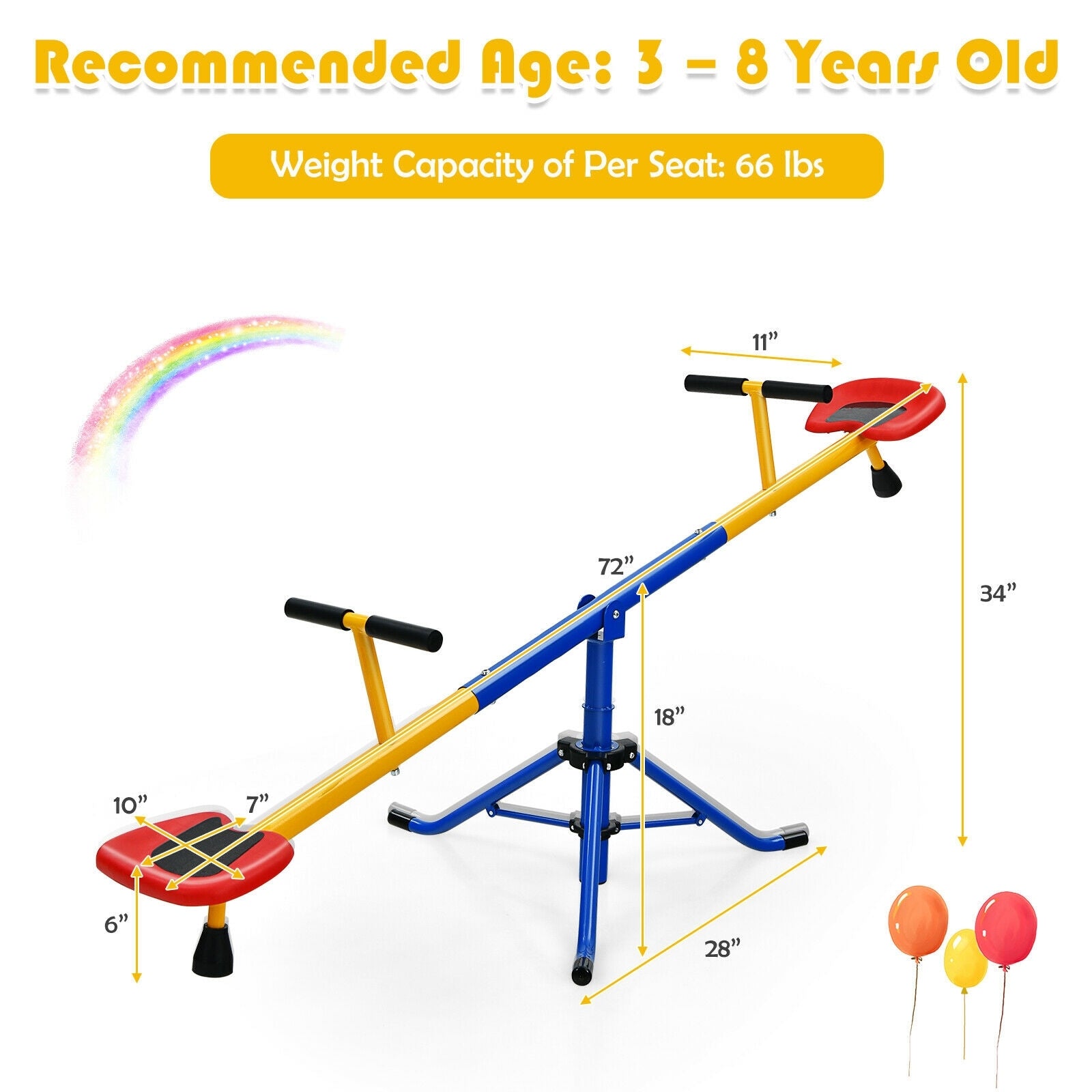 360° Rotation Kids Seesaw Swivel Teeter Totter Playground Equipment, Black Seesaws   at Gallery Canada