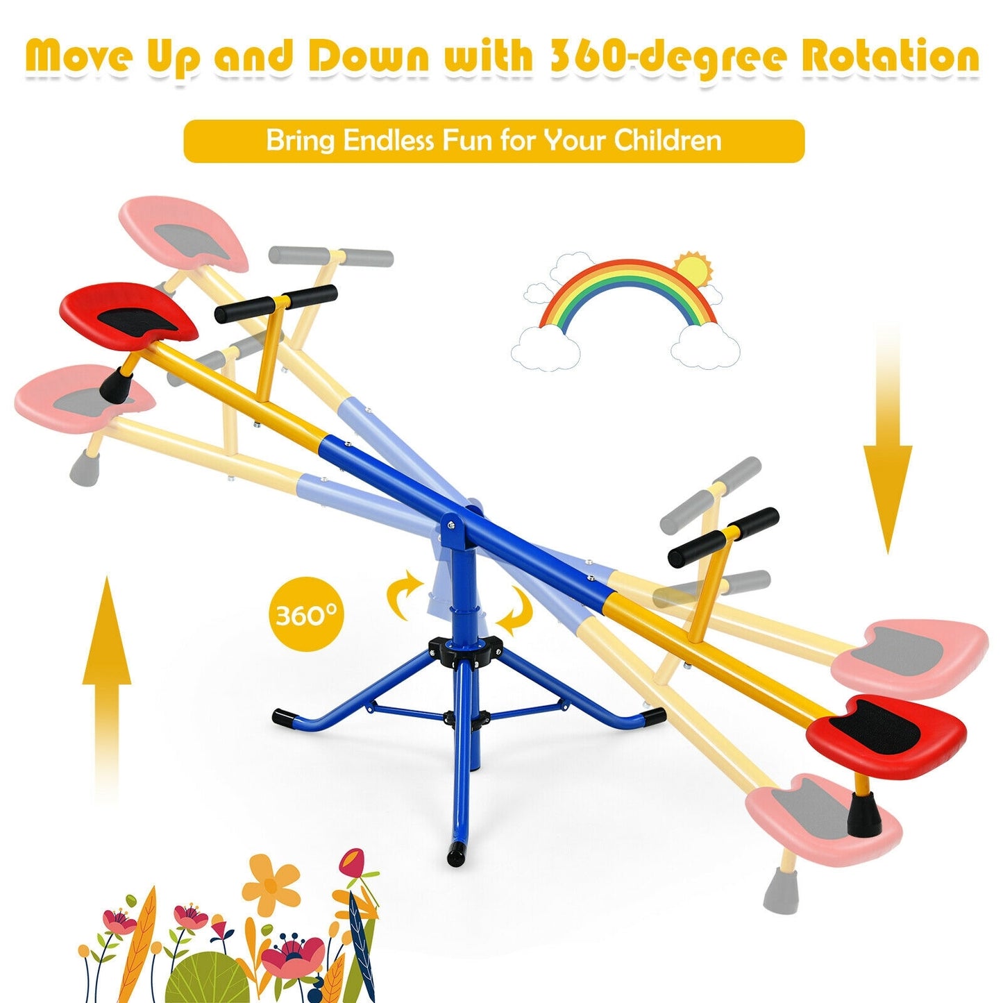 360° Rotation Kids Seesaw Swivel Teeter Totter Playground Equipment, Black Seesaws   at Gallery Canada