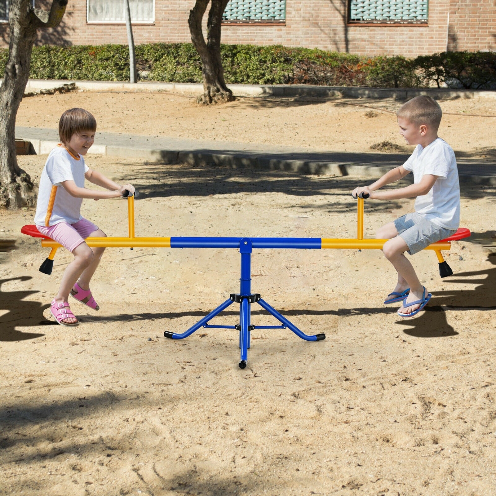 360° Rotation Kids Seesaw Swivel Teeter Totter Playground Equipment, Black Seesaws   at Gallery Canada