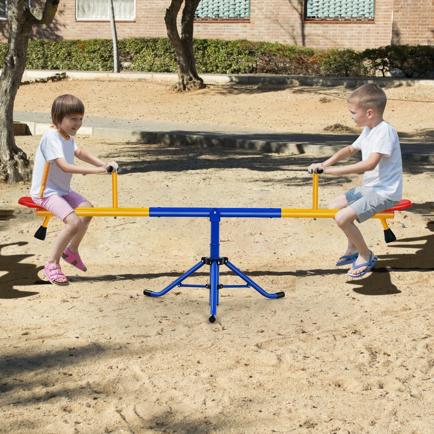 360° Rotation Kids Seesaw Swivel Teeter Totter Playground Equipment, Black Seesaws   at Gallery Canada