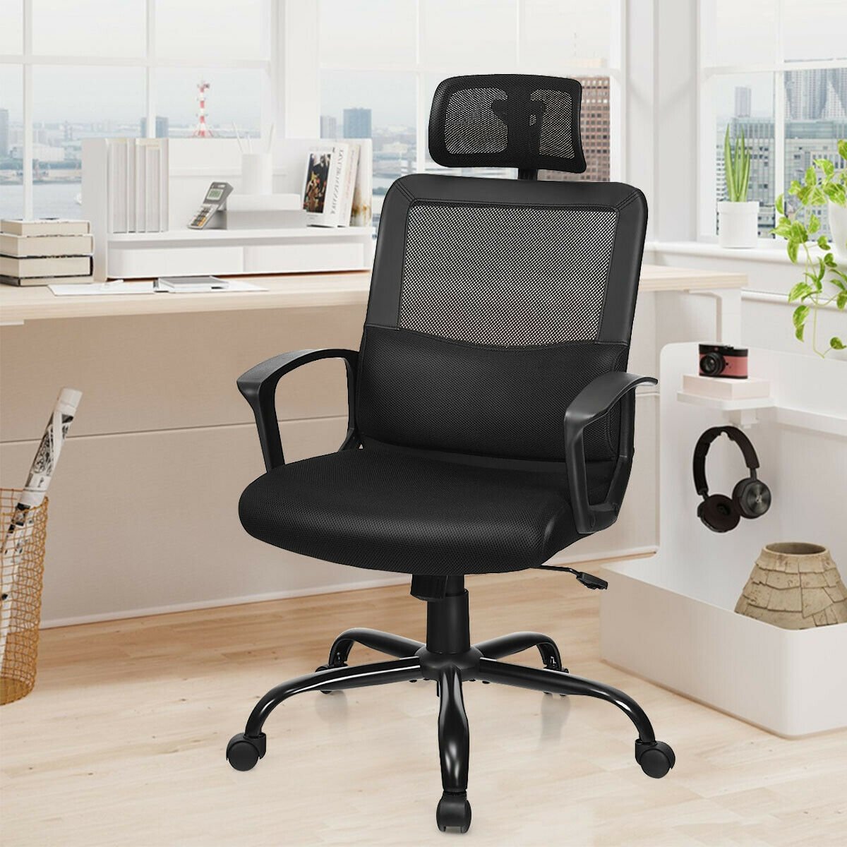 Mesh Office Chair High Back Ergonomic Swivel Chair, Black Ergonomic Chairs   at Gallery Canada