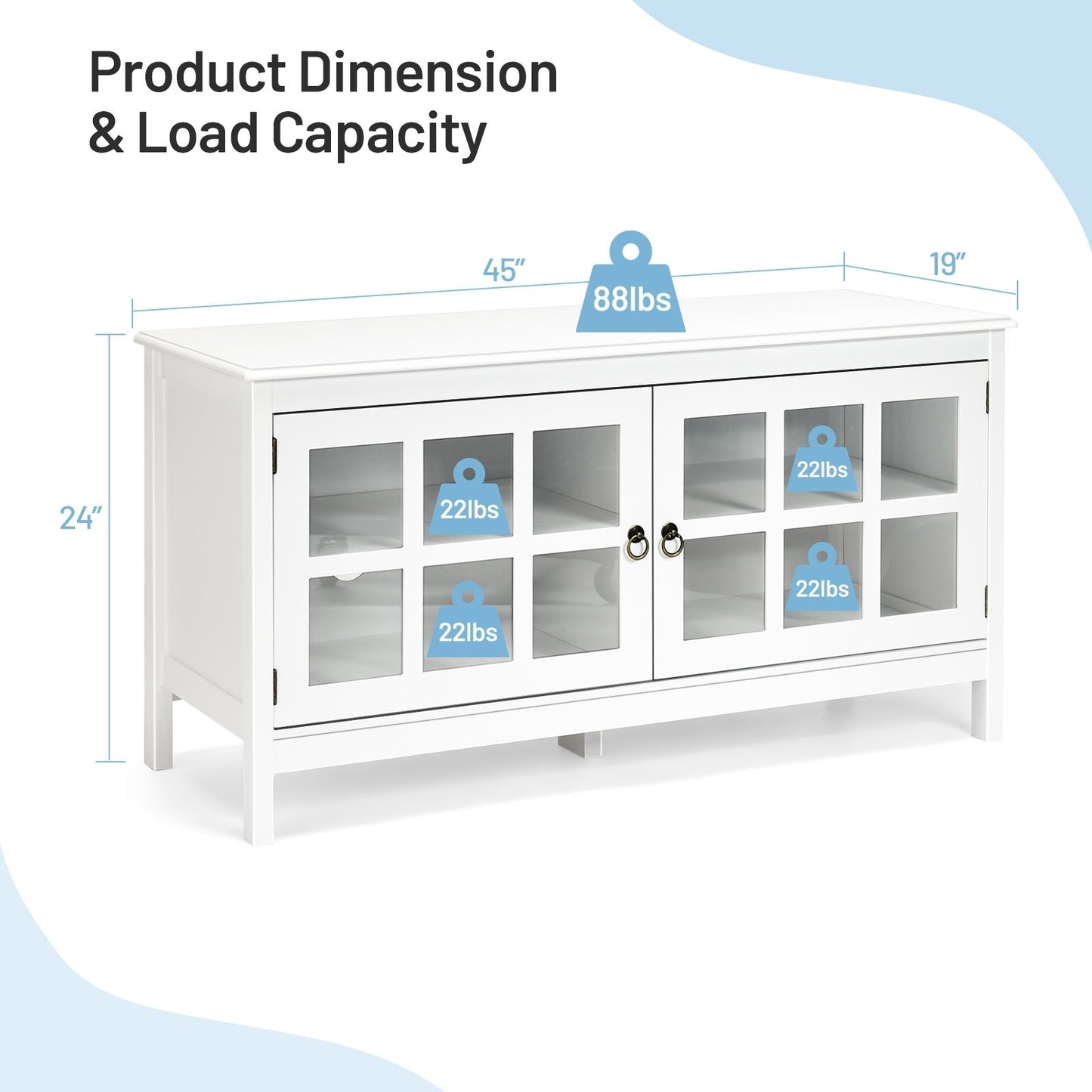 50 Inch Modern Wood Large TV Stand Entertainment Center for TV, White - Gallery Canada