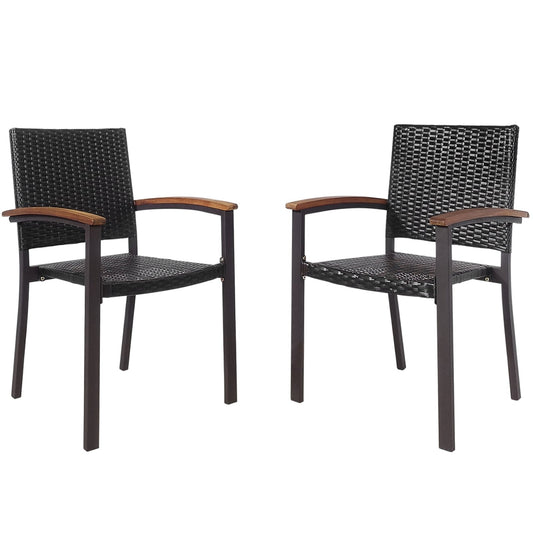 Set of 2 Outdoor Patio PE Rattan Dining Chairs - Gallery Canada