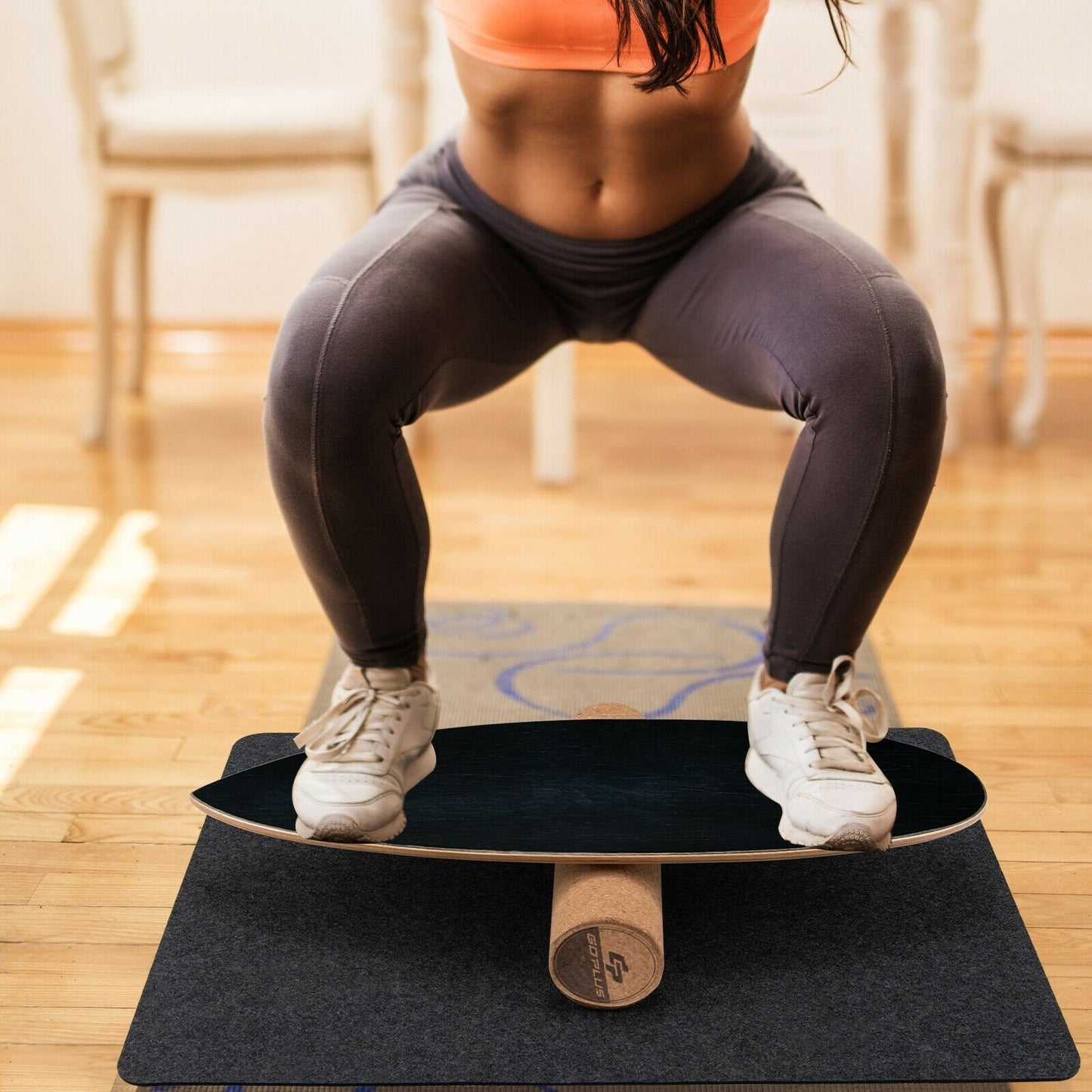 Wooden Balance Board Trainer Wobble Roller for Exercise Sports Training, Black Yoga Accessories   at Gallery Canada