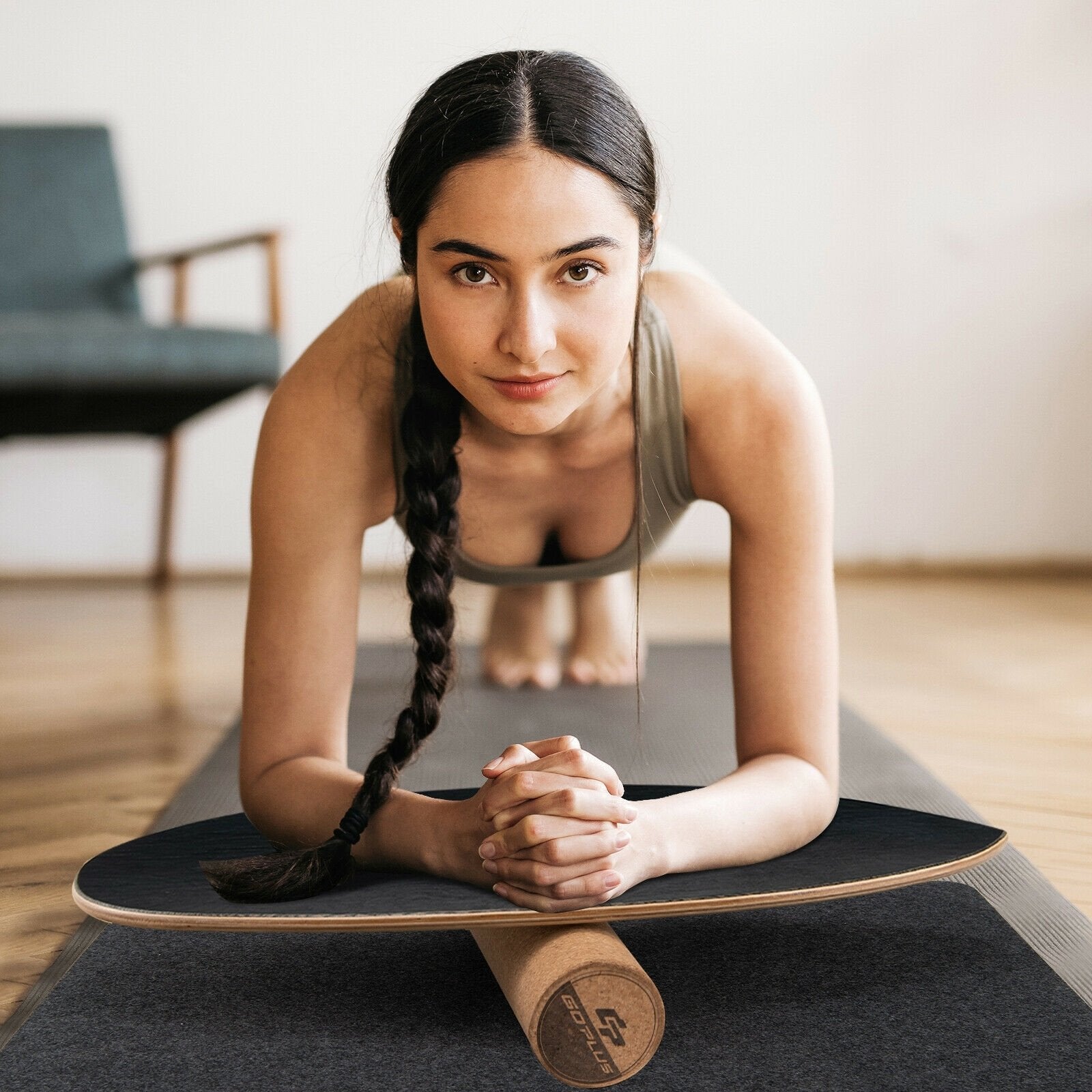 Wooden Balance Board Trainer Wobble Roller for Exercise Sports Training, Black Yoga Accessories   at Gallery Canada