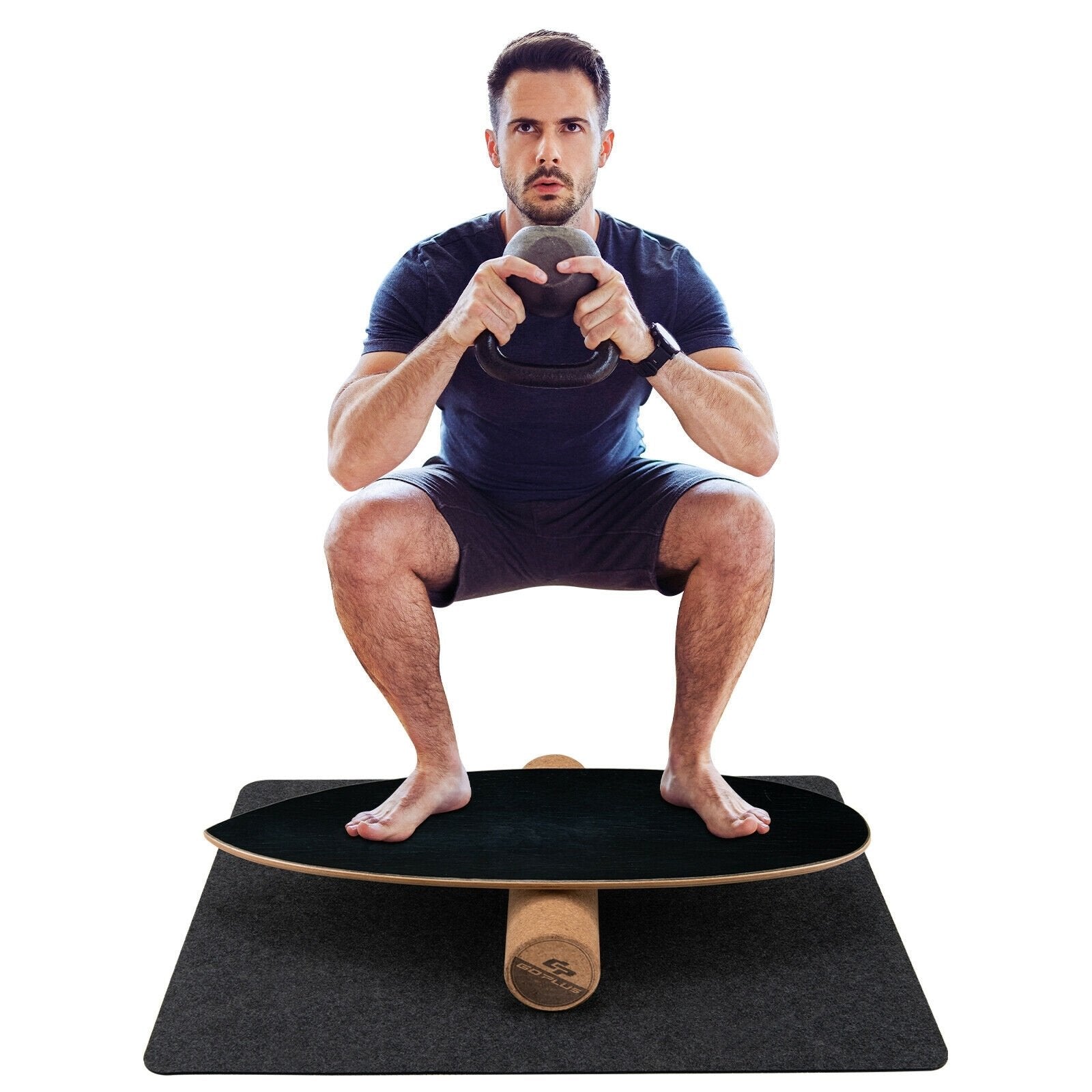 Wooden Balance Board Trainer Wobble Roller for Exercise Sports Training, Black Yoga Accessories   at Gallery Canada