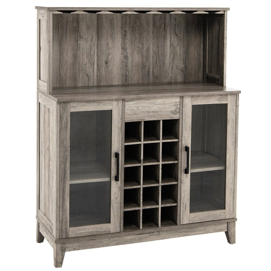 Storage Bar Cabinet with Framed Tempered Glass Door, Gray Sideboards Cabinets & Buffets   at Gallery Canada