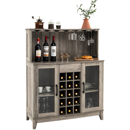 Storage Bar Cabinet with Framed Tempered Glass Door, Gray Sideboards Cabinets & Buffets   at Gallery Canada