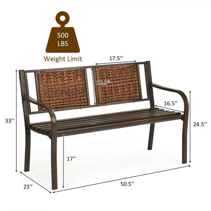 Outdoor Porch Furniture Patio Garden Bench Steel Frame Rattan, Bronze Outdoor Benches   at Gallery Canada