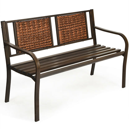 Outdoor Porch Furniture Patio Garden Bench Steel Frame Rattan, Bronze Outdoor Benches   at Gallery Canada