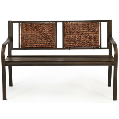 Outdoor Porch Furniture Patio Garden Bench Steel Frame Rattan, Bronze Outdoor Benches   at Gallery Canada