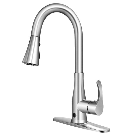 Touchless Kitchen Faucet with 360° Swivel Single Handle Sensor and 3 Mode Sprayer, Silver Kitchen Utensils Silver at Gallery Canada