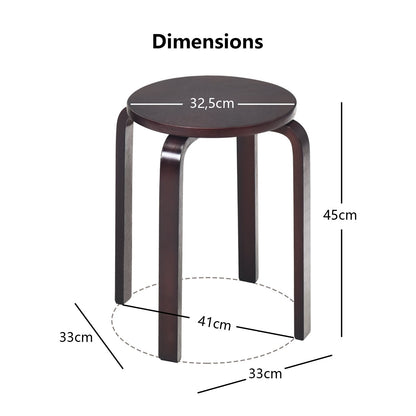 Set of 4 18 Inch Stackable Bentwood Dining Chairs with Round Top, Dark Brown Dining Chairs   at Gallery Canada